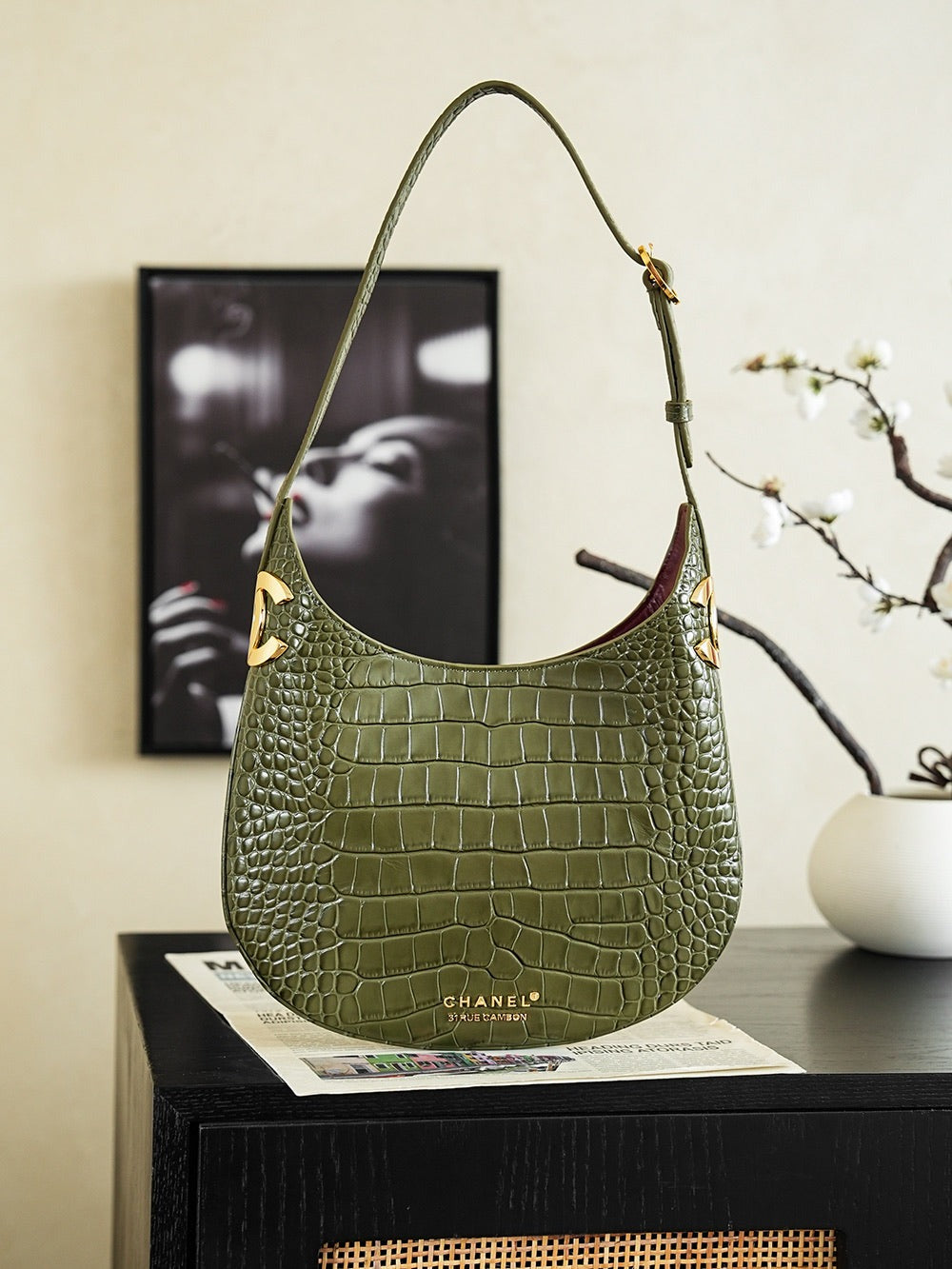 Chanel 2026 Shoulder Bag Crocodile Embossed Leather 167164