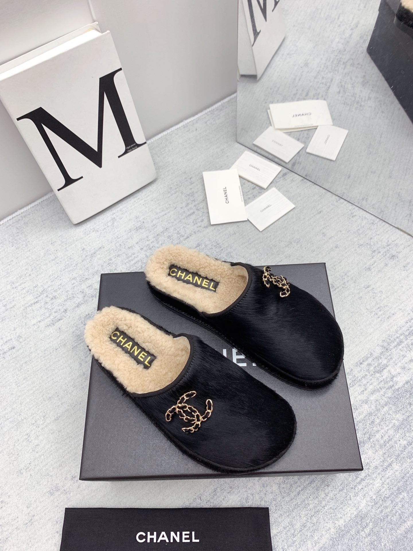 CC 26FW Shearling Mules Double Pony Hair 161799
