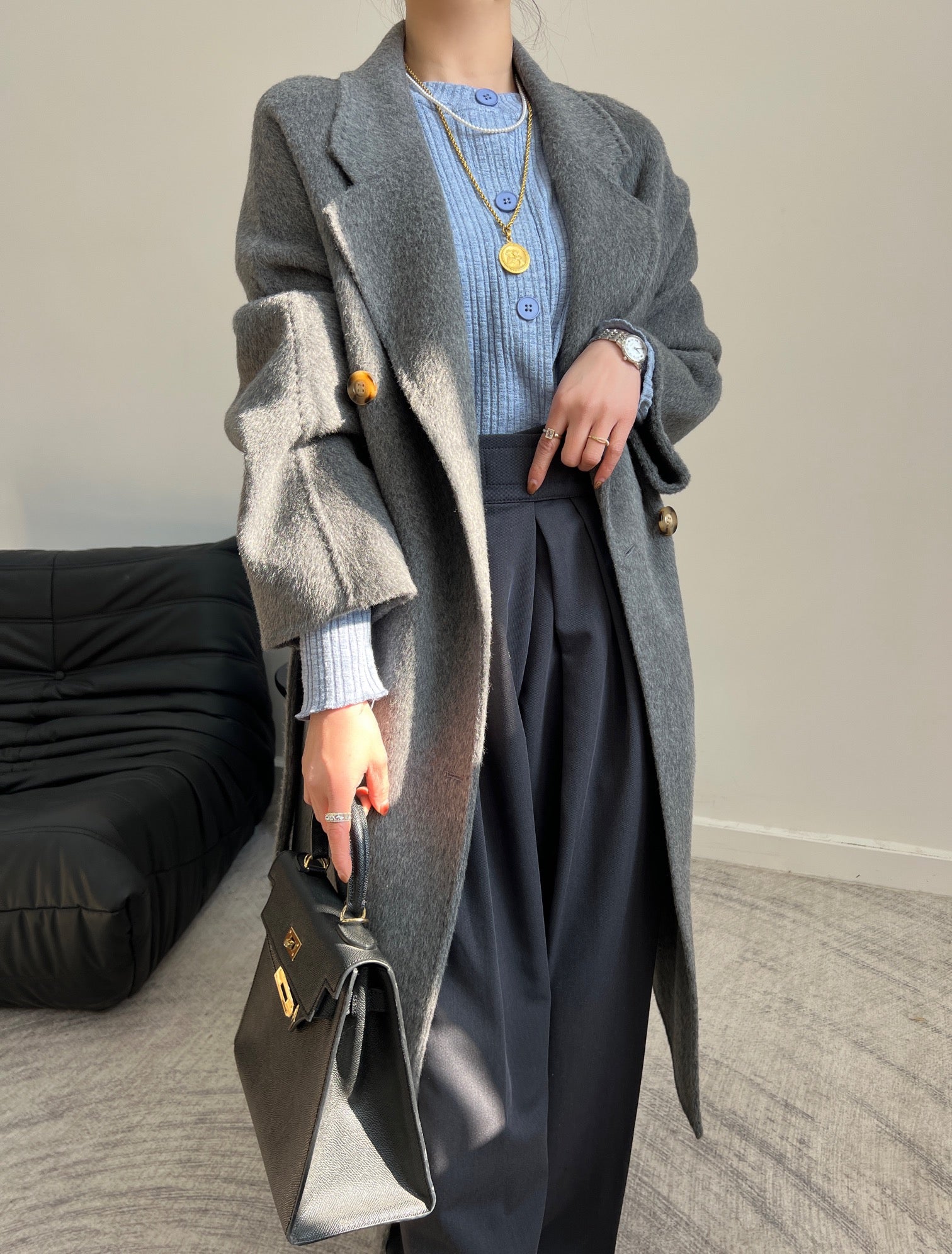 Max Mara 26s Double Breasted Coat Camel Wool Alpaca 434261