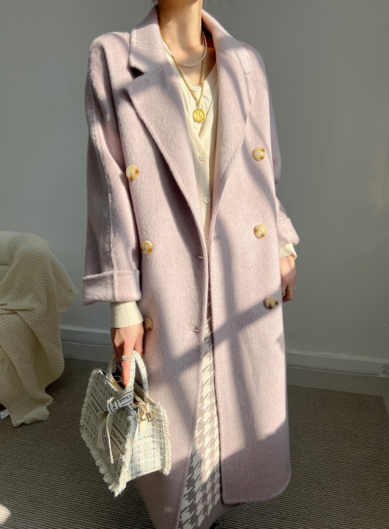 Max Mara 26s Double Breasted Coat Camel Wool Alpaca 434261