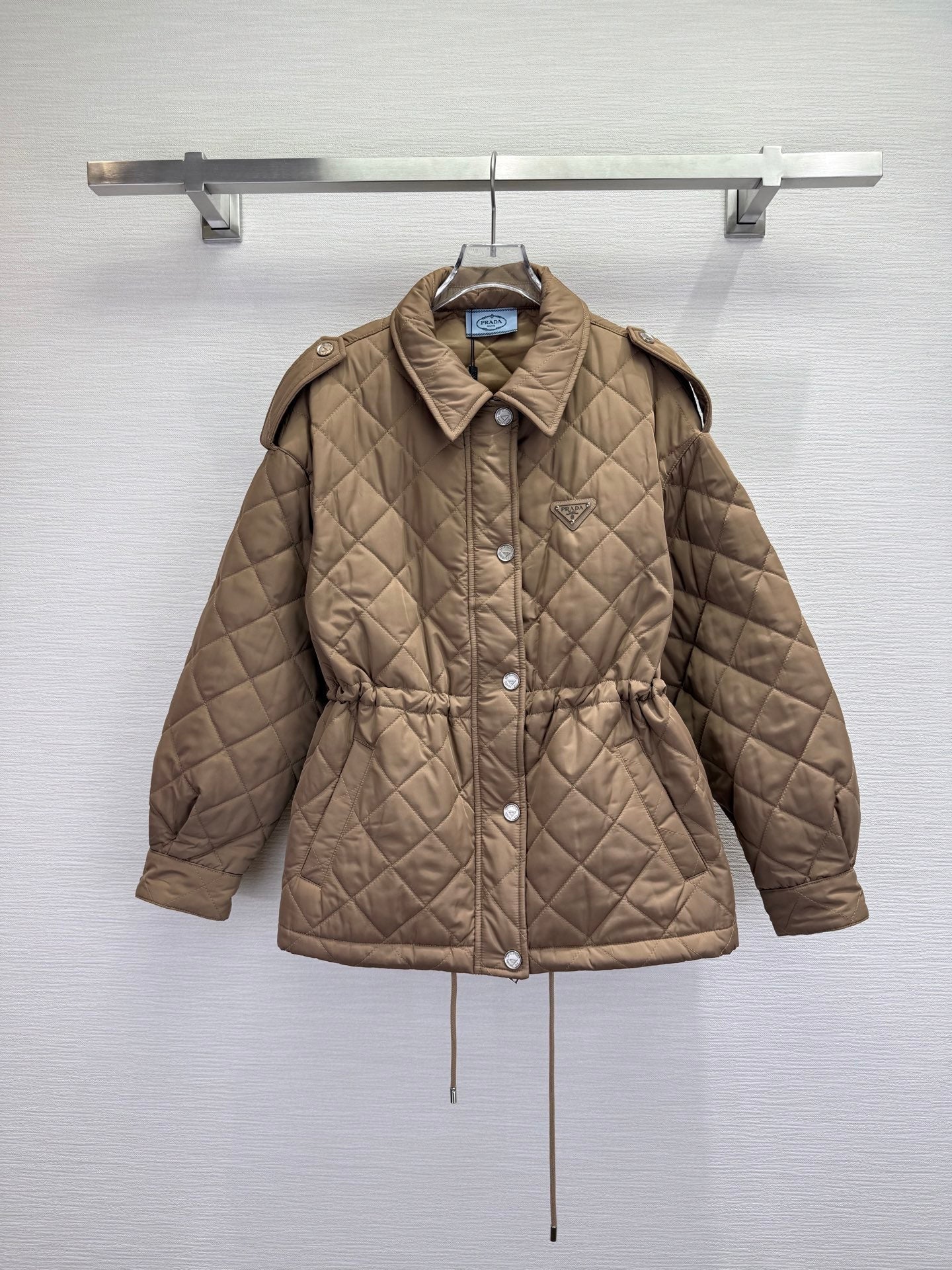 Prada 2025 Lightweight Quilted Blouson Jacket Black and Tan Re-Nylon