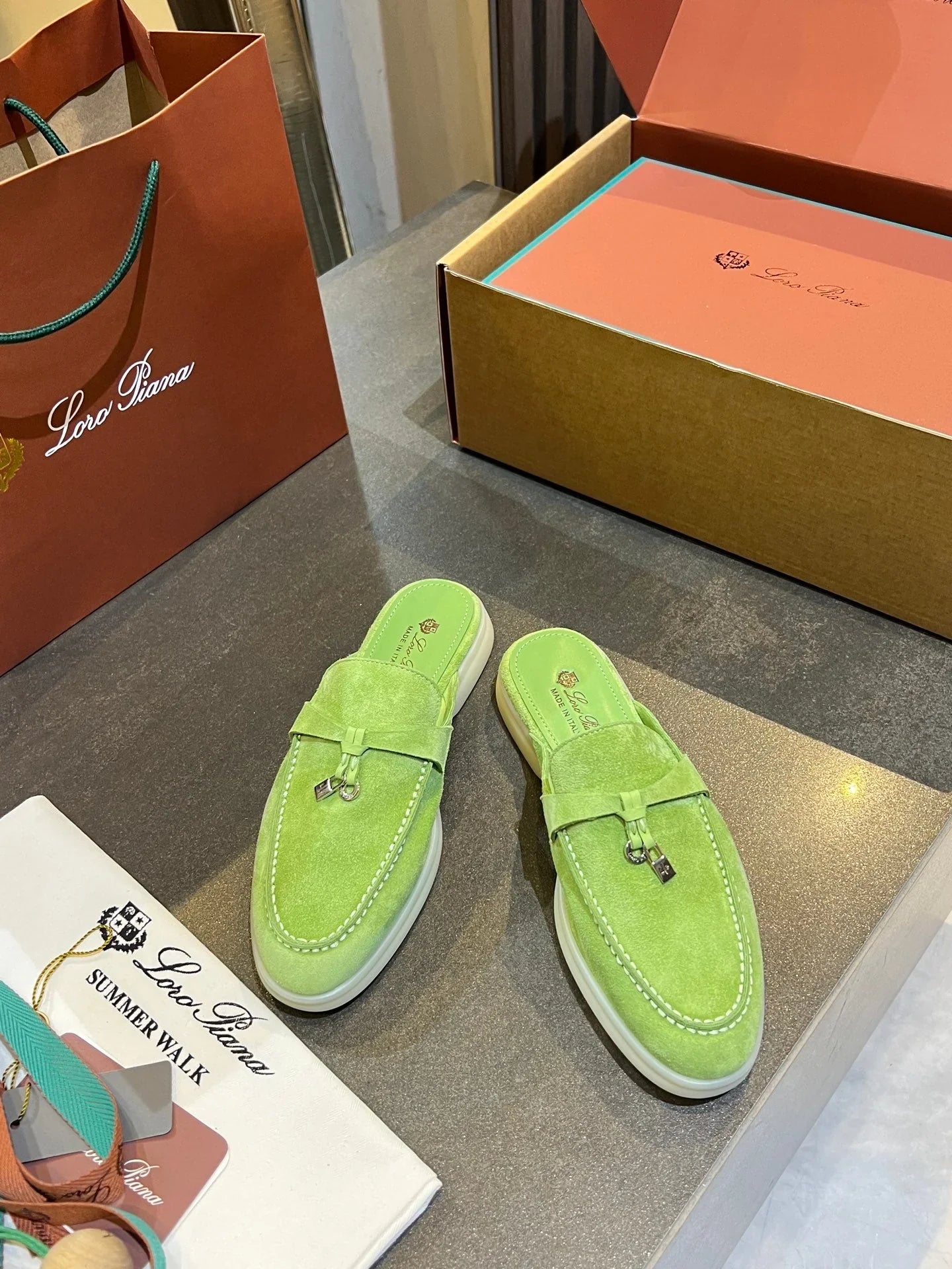 Loro Piana 2026 Summer Walk Charm Mule Suede 921944