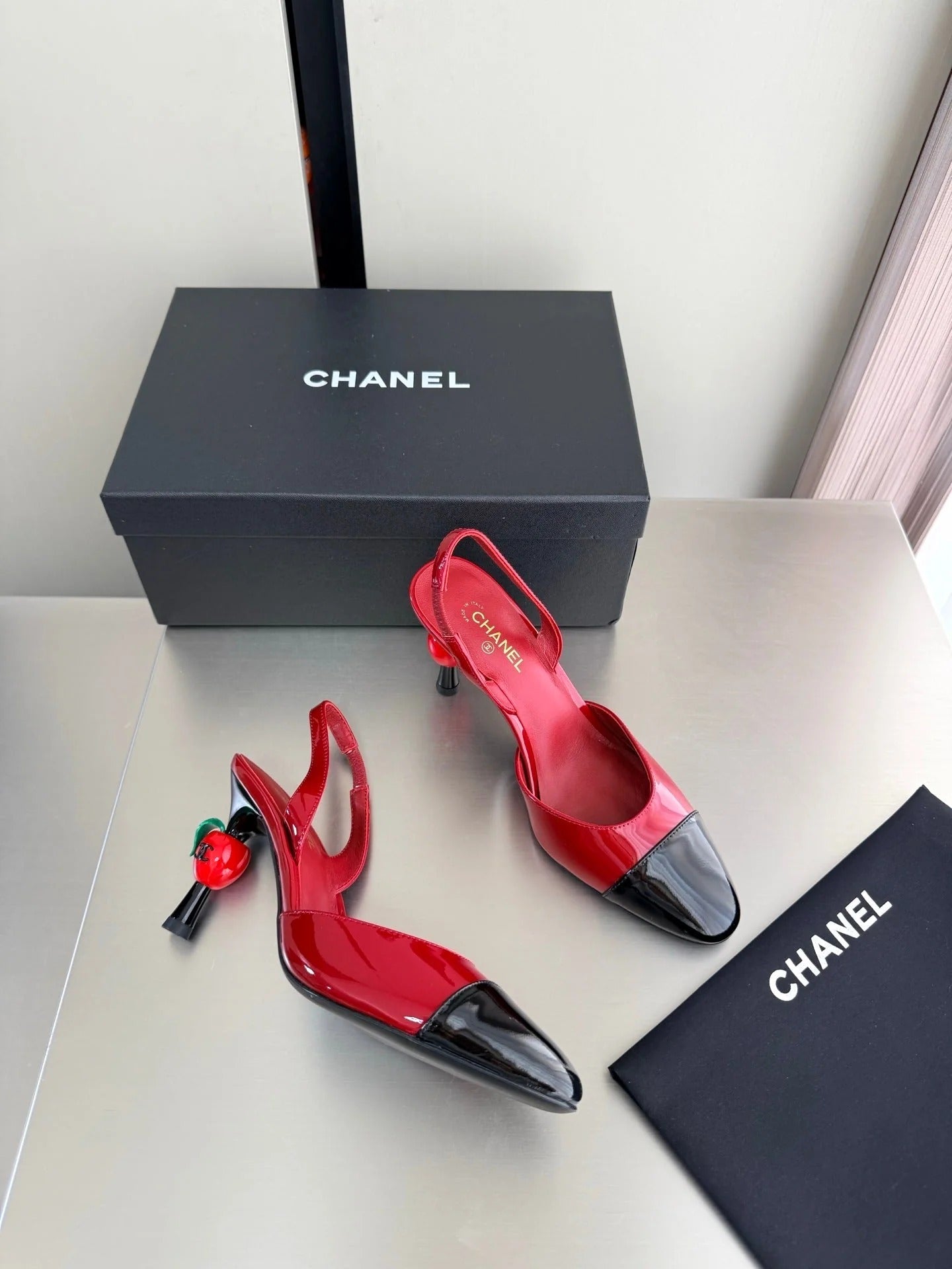 Chanel 2026 Little Red Apple Heel Slingback 85mm Lambskin 929465