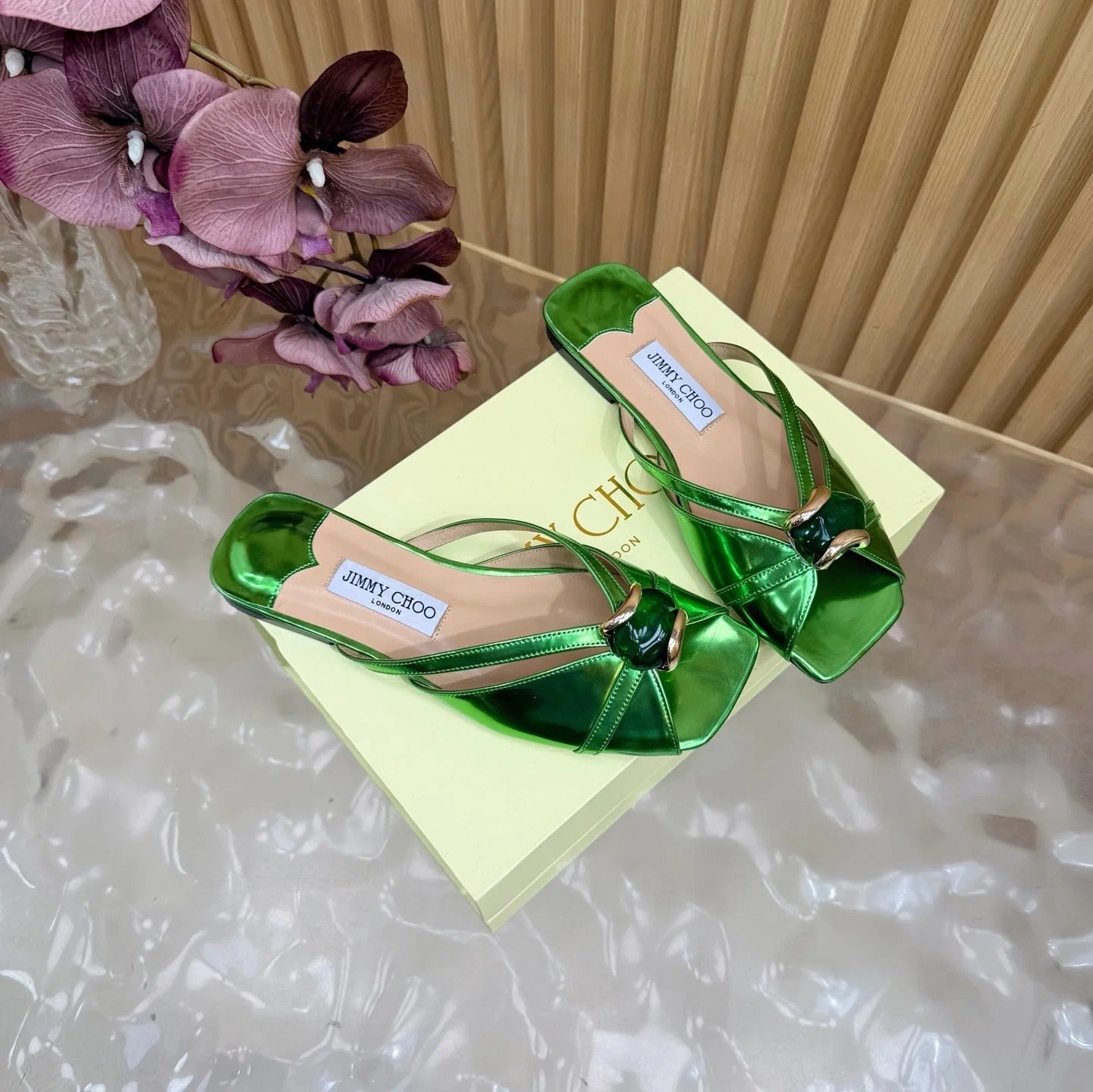 Jimmy Choo 2026 Brigitte Flat Sandals Patent Leather 949774