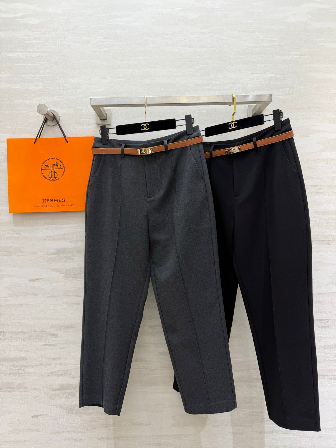 Hermes 26s Belted Tapered Trousers 438793