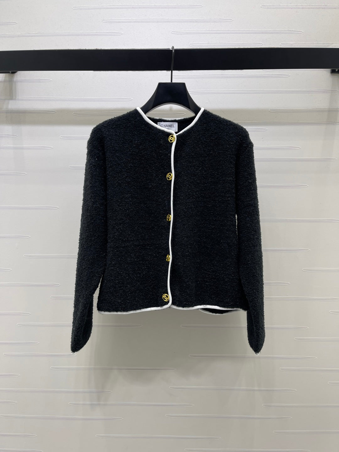 CC 26s Tweed Cardigan Wool Black Knit 439786