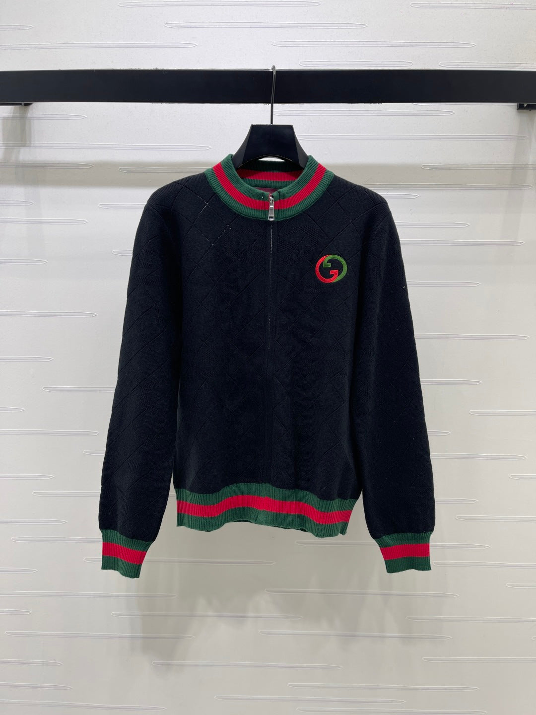 GG 26s Interlocking G Zip Up Cardigan Wool Knit 439809