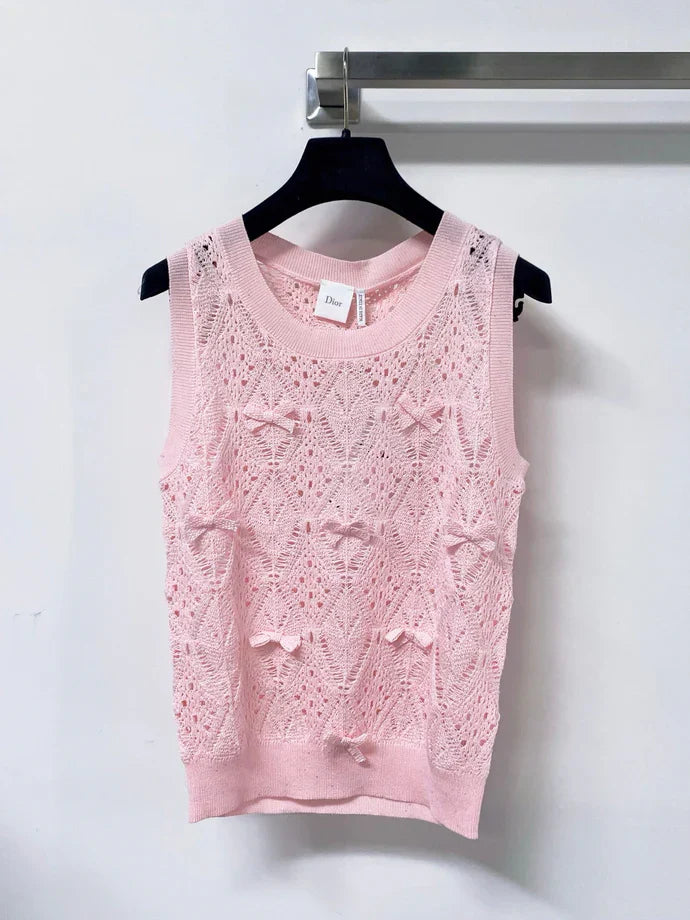 Dior 2026 Knit Vest Decorative Bow Pattern Cotton 479899