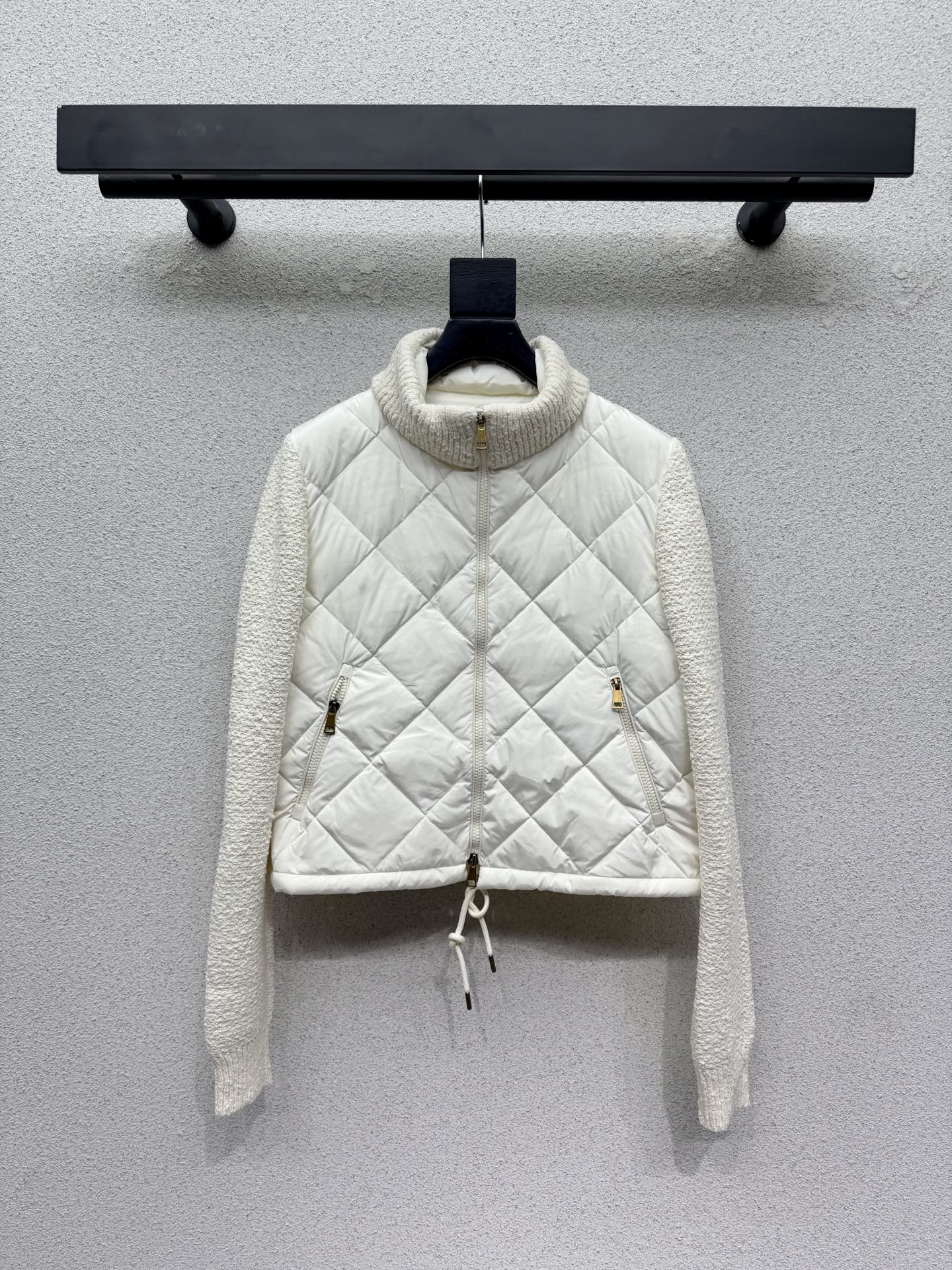 Moncler Padded Cardigan White Diamond Quilted Down 426813