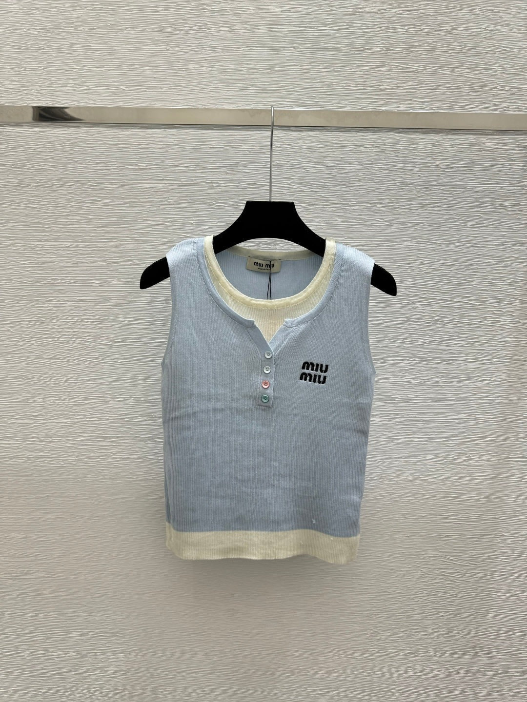 Miumiu 2026 Tank Top Blue and Gray Cotton