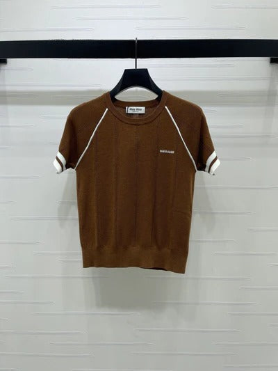Miumiu 2026 T-shirt White Blue Brown Wool