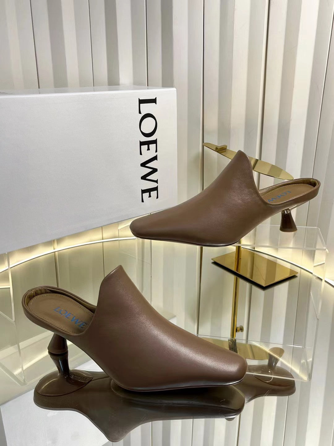 Loewe 2026 Emily Heeled Mule 50mm Leather 139084